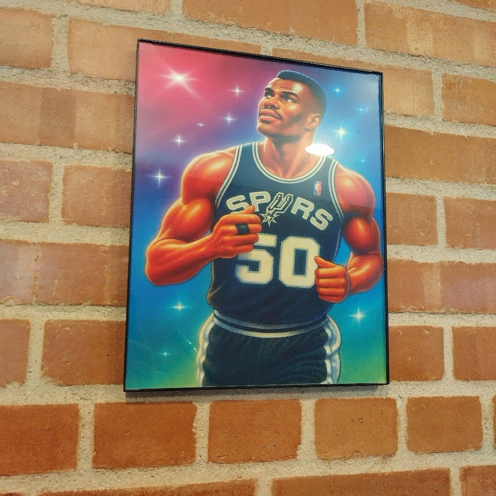 David Robinson Retro NBA San Antonio Spurs Airbrushed Style Framed Art Print